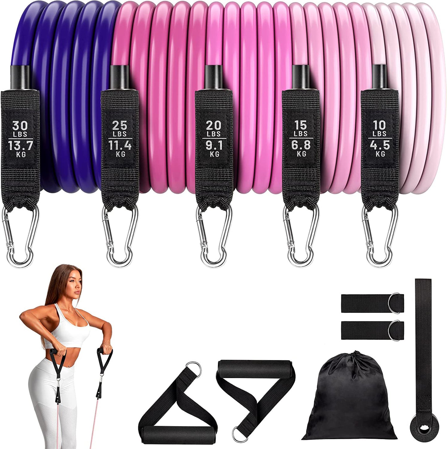 Resistance Bands, Exercise Bands, Workout Bands, Resistance Bands for Working Out with Handles for Men and Women, Exercising Bands for Strength Training Equipment at Home