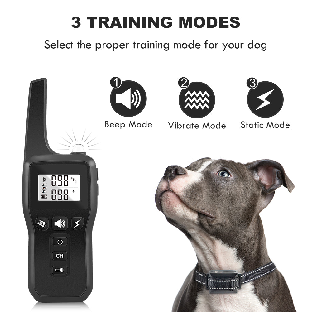 Dog Shock Collar for 3 Dogs, Waterproof Dog Training Collar with Remote, 3 Training Modes, Shock, Vibration, and Beep, Rechargeable Electric Shock Collar for Large Medium Small Dog